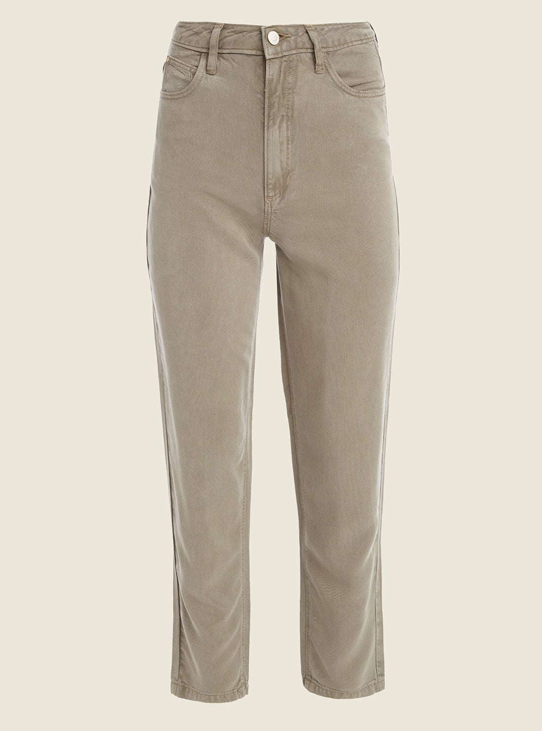 Eco High-Rise Straight Leg Denim Mom Jeans in Green Khaki