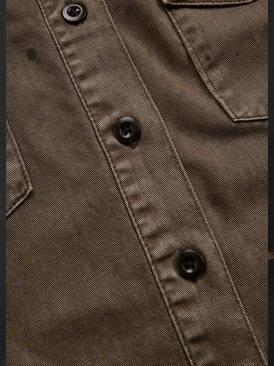 Vintage Washed Taupe Western Slim Fit Button-Down Shirt