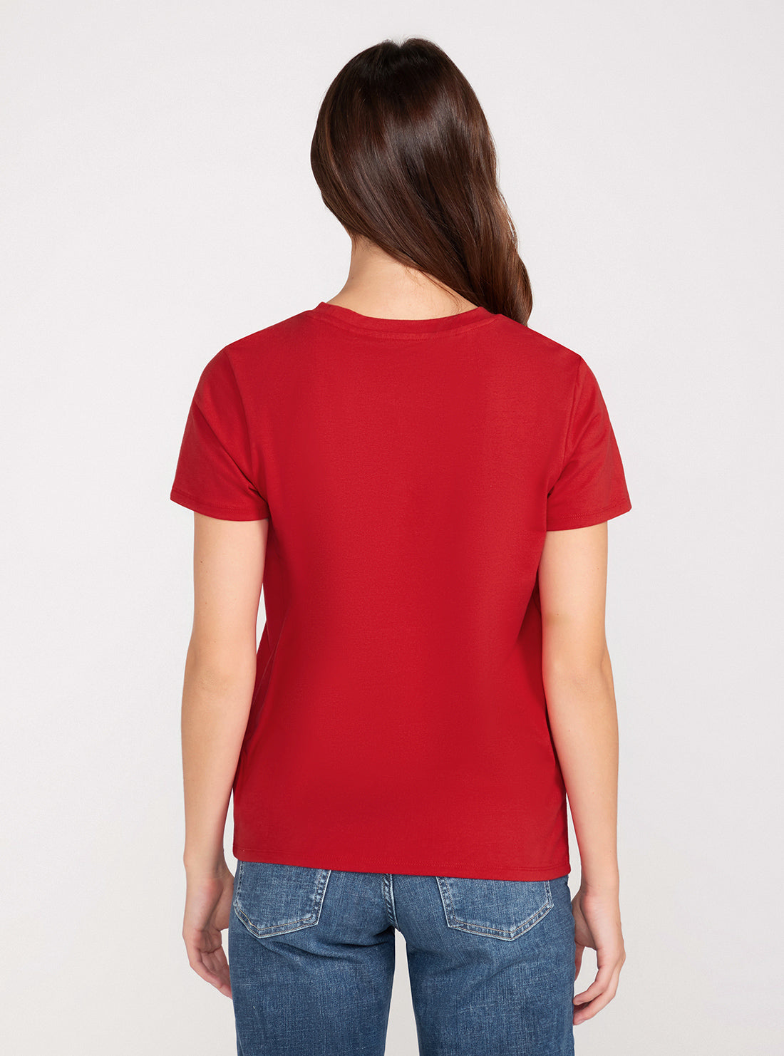 Red Short Sleeve Flower Logo Easy T-Shirt