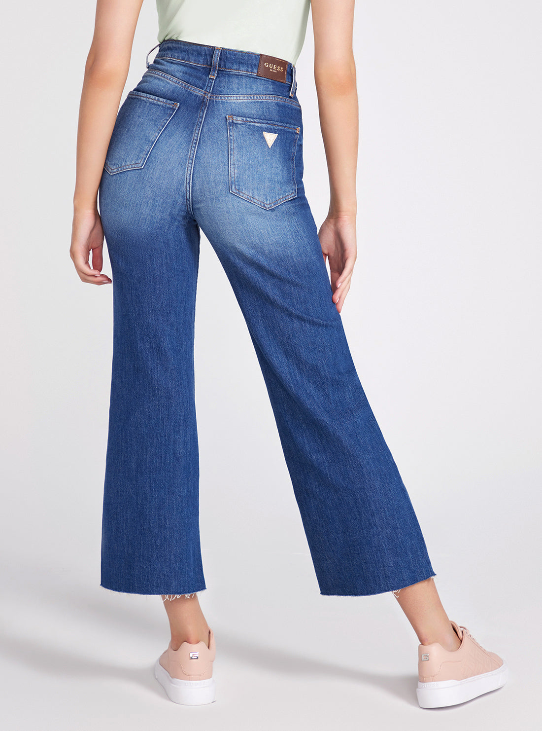 High-Rise Ankle Wide Leg Denim Jeans In Feel Free Wash