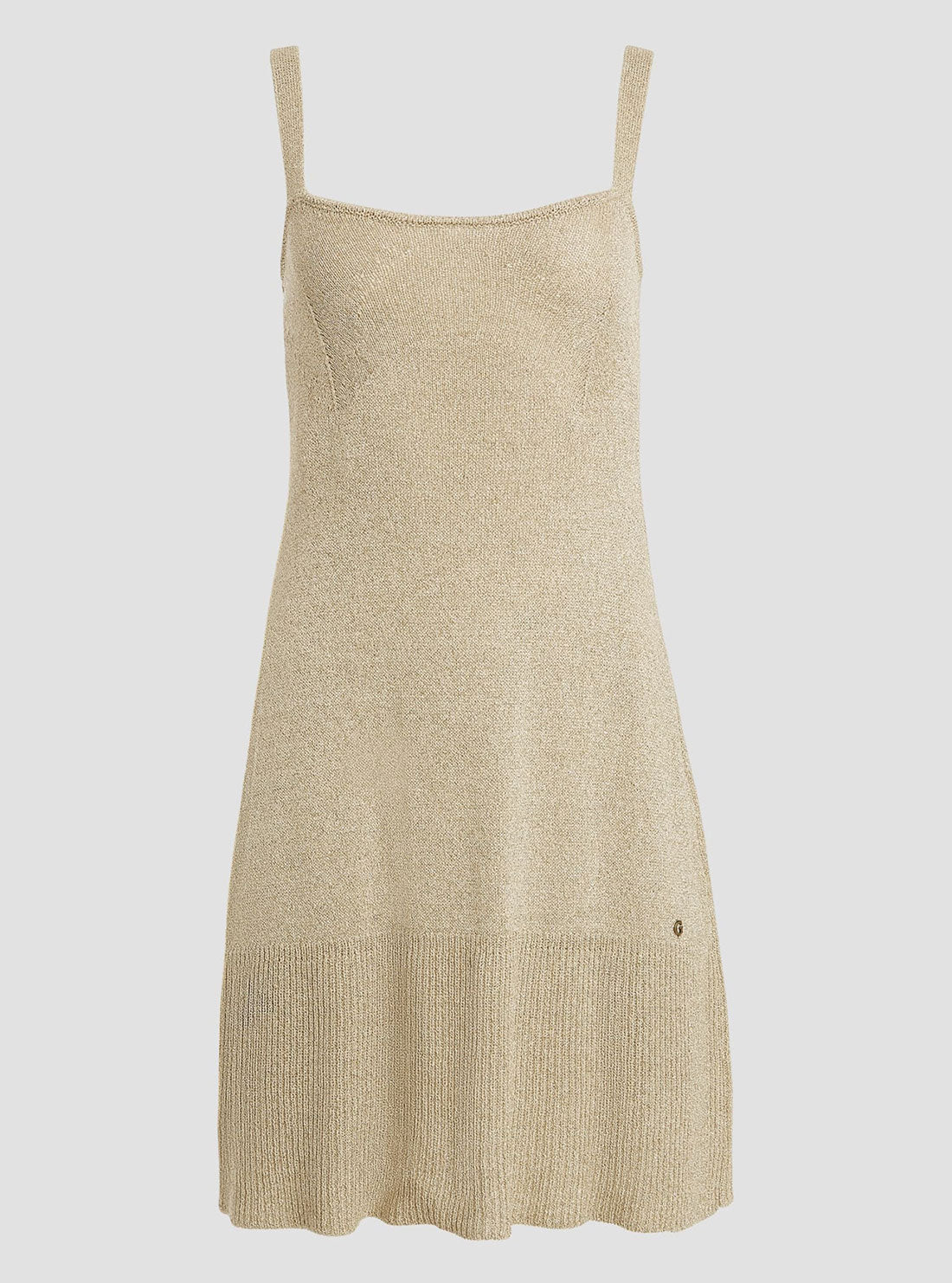 Beige Blanco Lurex Marion Knit Mini Dress