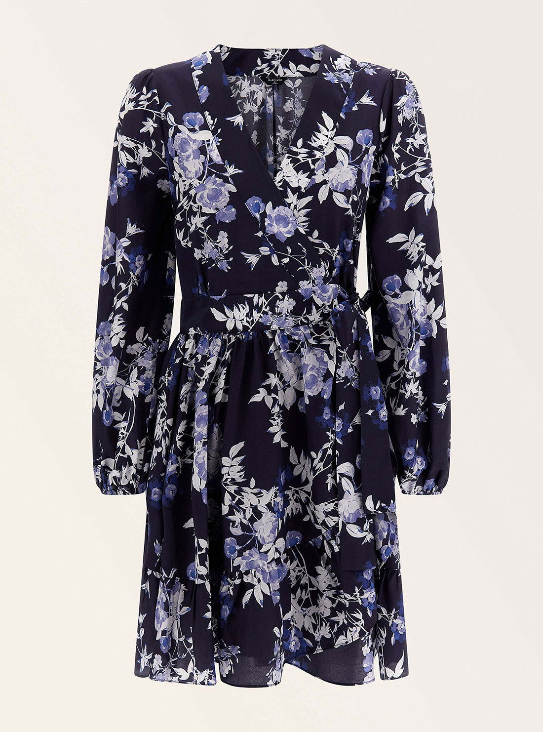 Marciano Indigo Petal Pose Wrap Mini Dress