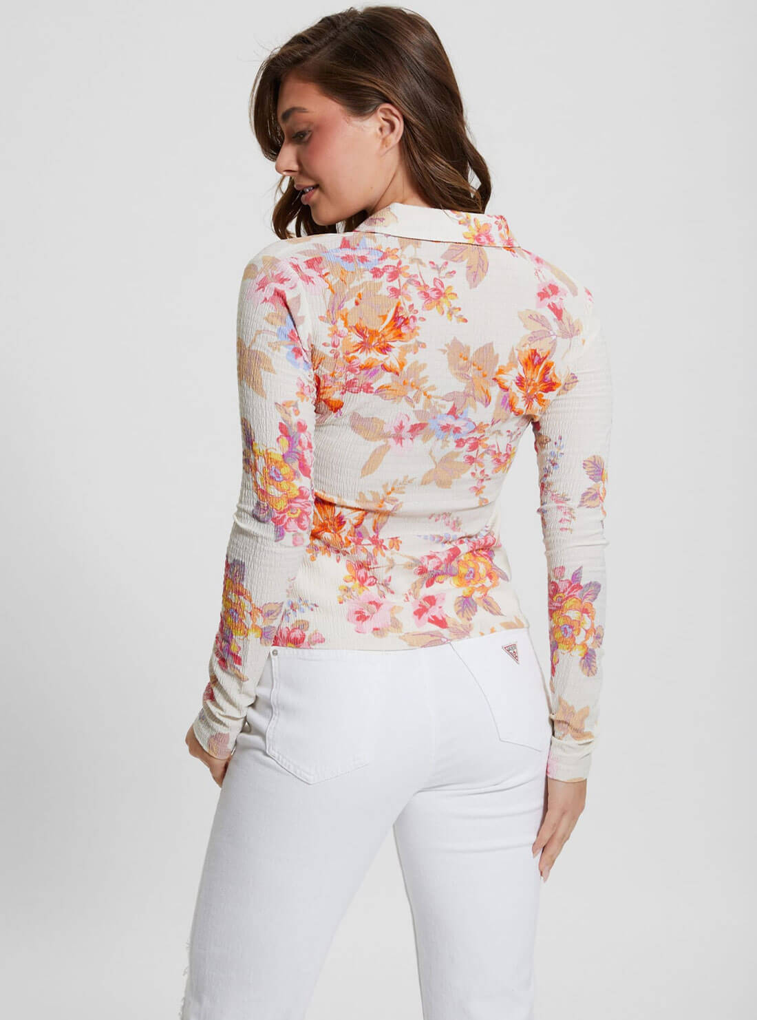 White Floral Tessa Long Sleeve Top