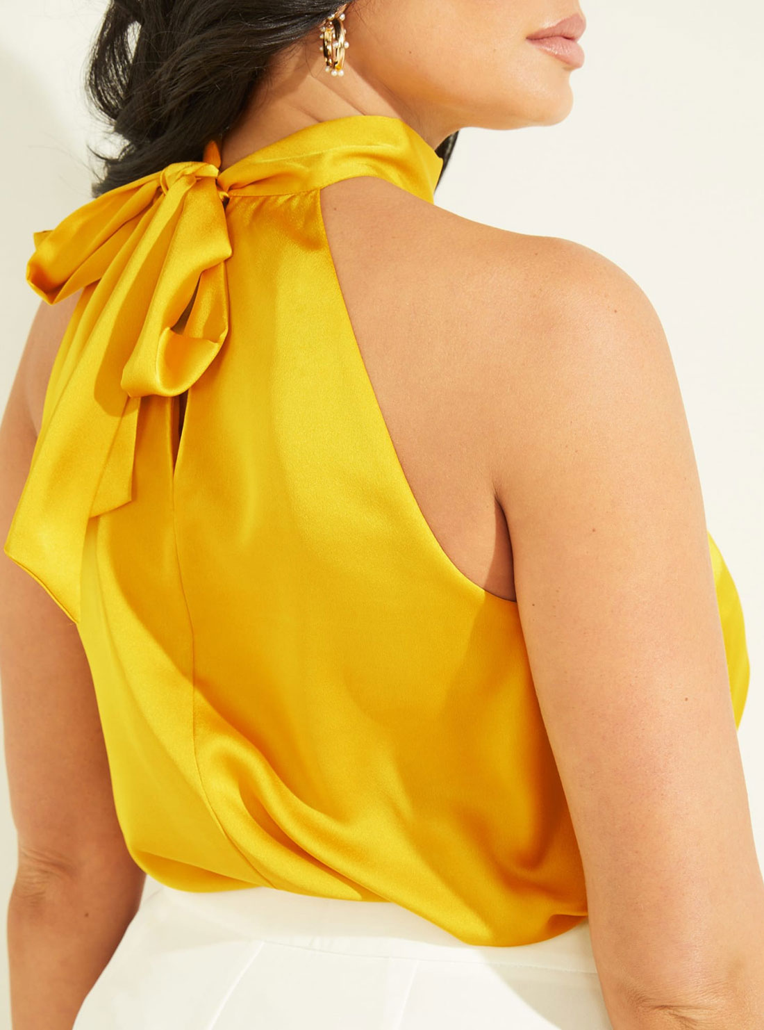 Marciano Yellow Falling Floral Solid Top