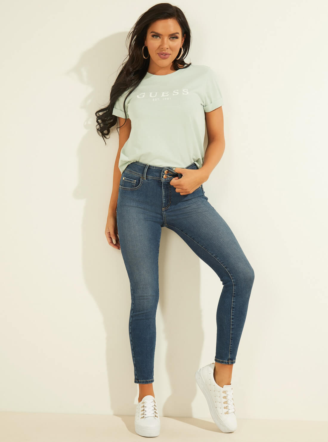 Eco Light Teal Short Sleeve 1981 Rolled Cuff T-Shirt