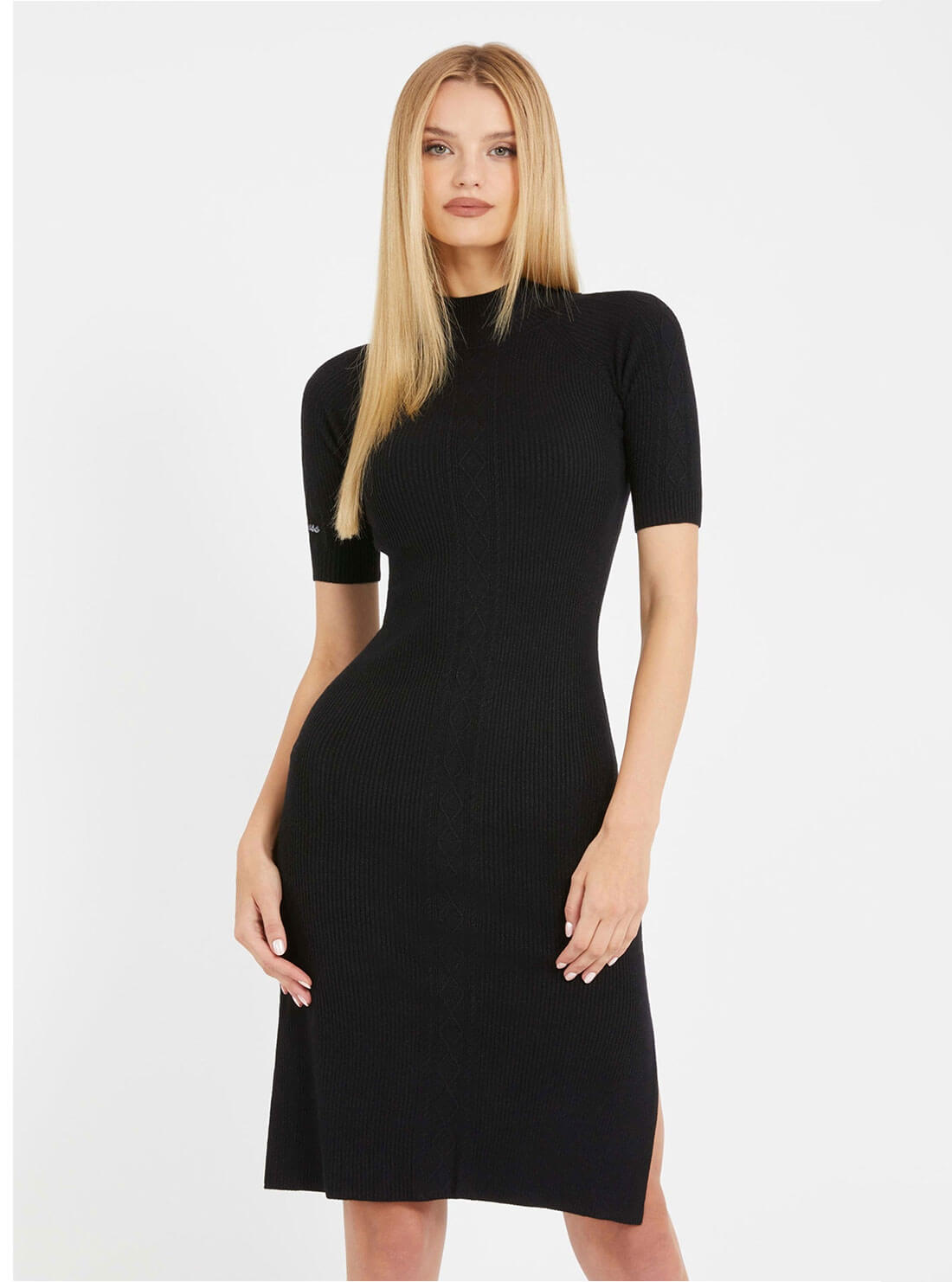 Black Arielle Knit Midi Dress